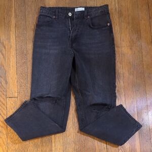 Zara Black Boyfriend Size 6 Distressed Jeans